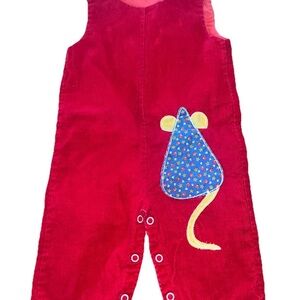 Vintage Toddle Time JC Penney Red Corduroy Longall Overalls Mouse 14-18 lbs 6M